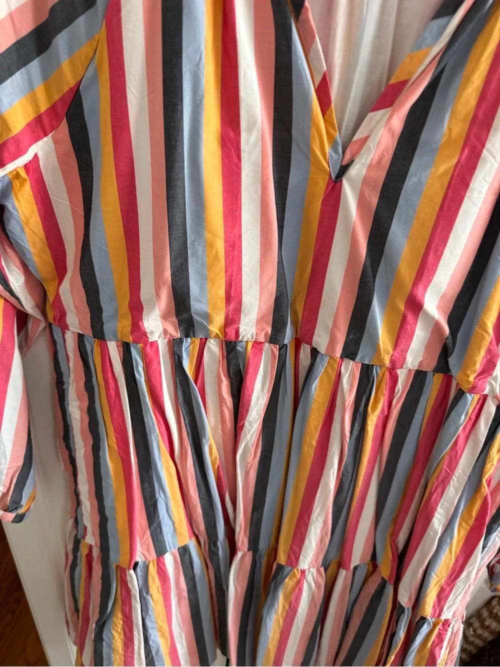 JCrew medium candy stripe tiered dress like new